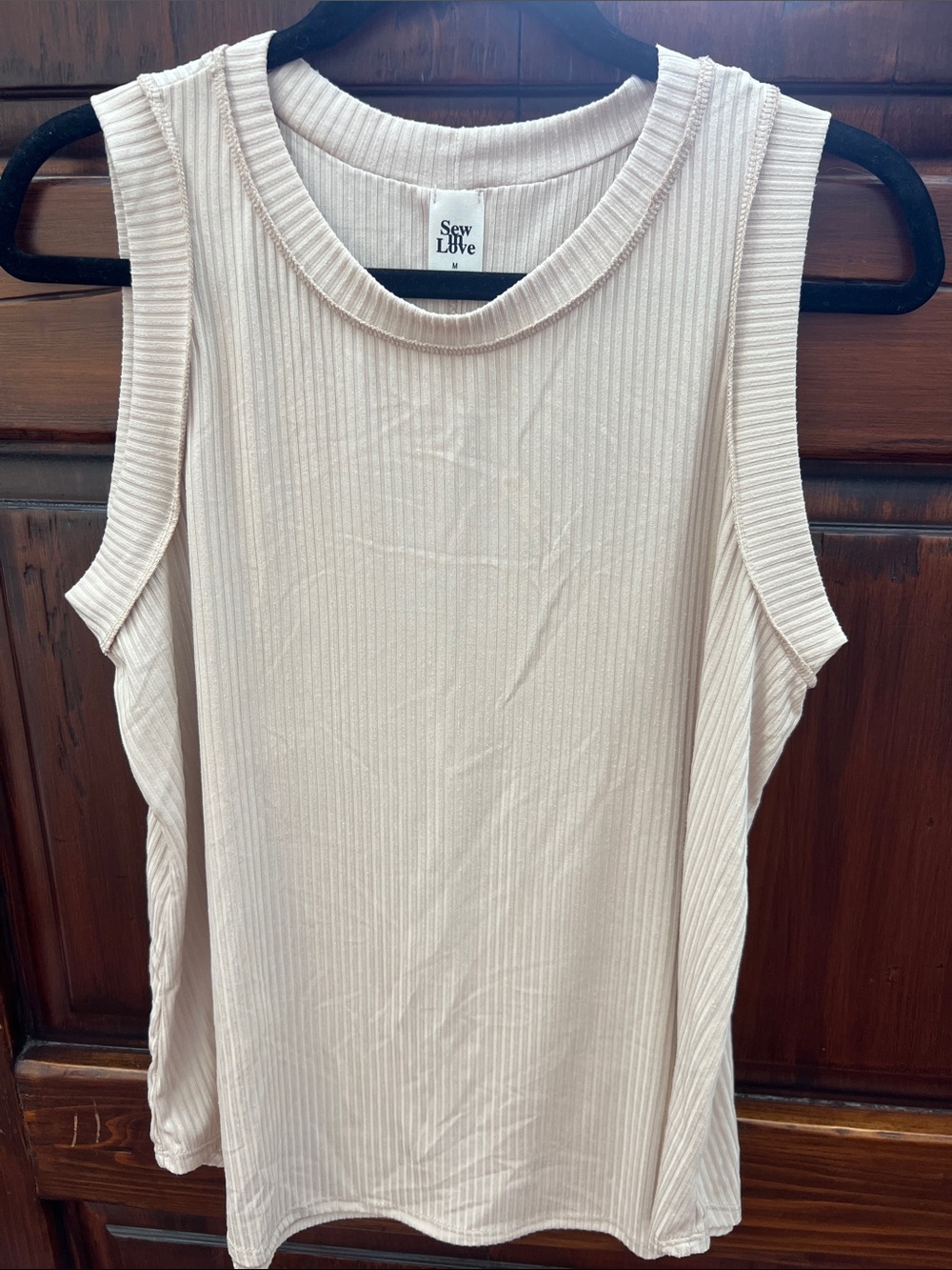 Sew In Love Ribbed Tank Top — Light Cream